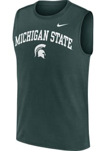 Nike Michigan State Spartans Mens Green Legend Arch Primetime Short Sleeve Tank Top