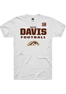 Micah Davis Western Michigan Broncos White Football NIL Stacked Box Short Sleeve Player T Shirt