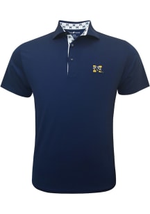 Michigan Wolverines Mens Navy Blue Vault Mascot Short Sleeve Fashion Polo