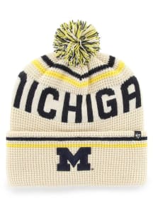 47 Michigan Wolverines Natural Retro Quattrle Cuff Mens Knit Hat