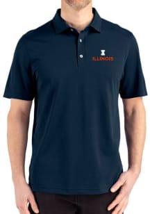 Cutter and Buck Illinois Fighting Illini Navy Blue Advantage Refresh Pique Big and Tall Polo