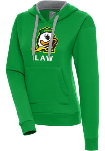 Antigua Oregon Ducks Womens Green Oregon Law Victory Hooded Sweatshirt