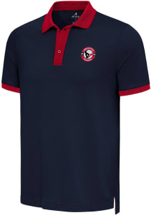 Antigua Houston Texans Mens Navy Blue Noble Colorblock Short Sleeve Polo