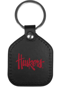 Nebraska Cornhuskers Leather Square Keychain - Red