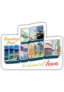 Des Moines Greetings From Stickers - White