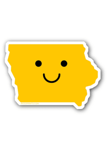 Iowa Smiley Face Stickers - Yellow