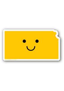 Kansas Smiley Face Stickers - Yellow