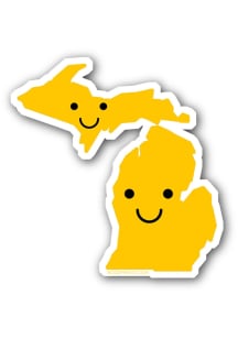 Michigan Smiley Face Stickers - Yellow