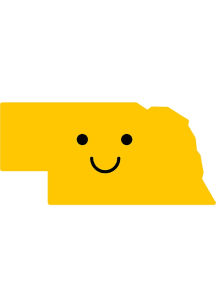 Nebraska Smiley Face Stickers - Yellow