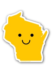 Wisconsin Smiley Face Stickers - Yellow