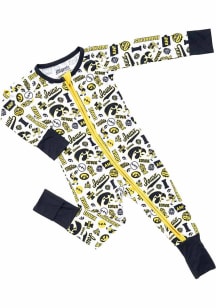 Iowa Hawkeyes Baby White Multi Logo Loungewear One Piece Pajamas