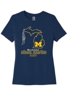 Summit Sportswear Michigan Wolverines Womens Navy Blue MBB National Champs 2026 NET Short Sleeve T..