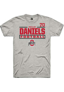 Phillip Daniels Ohio State Buckeyes Ash Football NIL Stacked Box Short Sleeve Player T Shirt
