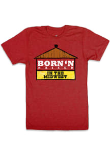 Bozz Prints Midwest Red Born'n Raised in the Midwest Short Sleeve T Shirt