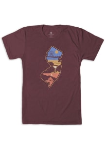 Bozz Prints New Jersey Maroon State Layers Short Sleeve Fashion T Shirt