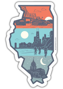 Illinois Layers of Stickers - White