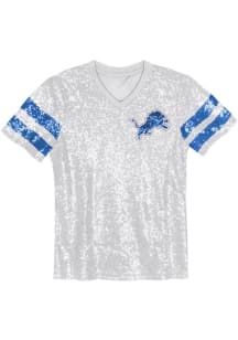 Detroit Lions Womens Sequin Fashion Football Jersey - Silver