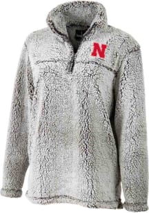 Nebraska Cornhuskers Womens Grey Sherpa Qtr Zip