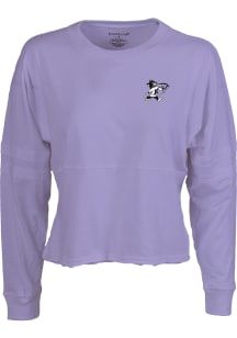 K-State Wildcats Womens Lavender Cropped Pom Jersey LS Tee