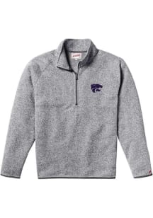K-State Wildcats Mens Grey Saranac Long Sleeve Qtr Zip Pullover