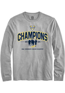 Summit Sportswear Toledo Rockets Grey 2025 MAC Womens Cross Country Champions Stack Long Sleeve T..