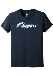 Summit Sportswear Columbus Clippers Youth Navy Blue Alt Logo Wordmark Short Sleeve T-Shirt