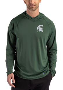 Cutter and Buck Michigan State Spartans Mens Green Prospect Eco Long Sleeve Hoodie
