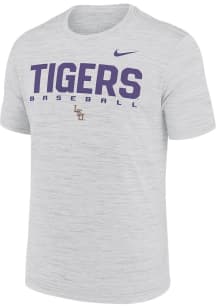 Nike LSU Tigers White DriFit Velocity Baseball Short Sleeve T Shirt
