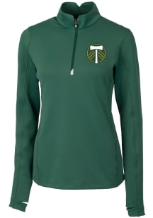 Cutter and Buck Portland Timbers Womens Green Traverse Qtr Zip Pullover