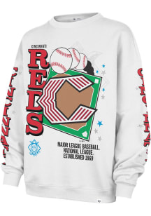 47 Cincinnati Reds Womens White City Connect Oversized Crew Sweatshirt