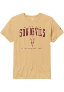 League Arizona State Sun Devils Gold Victory Falls Puff Arch Mascot Short Sleeve Fashion T Shirt
