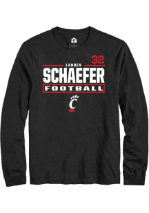 Landen Schaefer Cincinnati Bearcats Black Football NIL Stacked Box Long Sleeve Player T Shirt