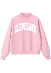 Summit Sportswear Cleveland Womens Pink Cleveland Mock Neck Crew Sweatshirt