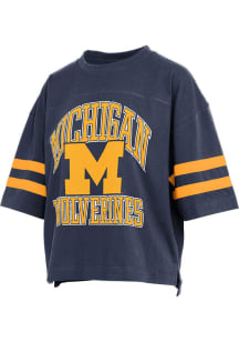 Pressbox Michigan Wolverines Womens Blue Wayne Tyler Short Sleeve T-Shirt