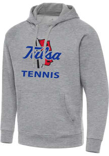 Antigua Tulsa Golden Hurricane Mens Grey Heather Tennis  Victory Long Sleeve Hoodie