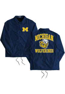 SLAM Michigan Wolverines Mens Navy Blue Coaches Jacket Light Weight Jacket