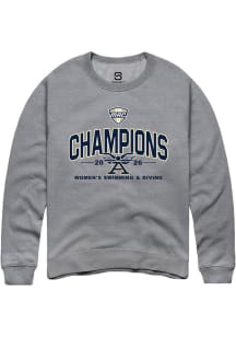 Summit Sportswear Akron Zips Mens Grey MAC 2026 Women's Swimming & Diving Champions Long Sleeve Cr..