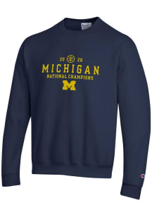 Champion Michigan Wolverines Mens Navy Blue 2026 Men's Basketball National Champions Long Sleeve C..