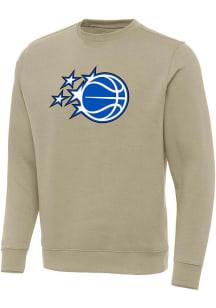 Antigua Orlando Magic Mens Oatmeal Full Front Victory Long Sleeve Crew Sweatshirt