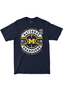 Michigan Wolverines Navy Blue 2026 National Champs Hardwood Short Sleeve Fashion Player T Shirt