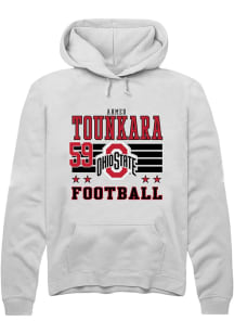 Ahmed Tounkara Ohio State Buckeyes Mens White Football NIL Striped Player Hood