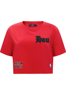Pro Standard Houston Rockets Womens Red Old English Boxy Short Sleeve T-Shirt