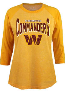 Washington Commanders Womens Gold Raglan LS Tee