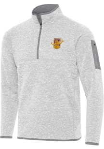 Antigua Detroit City FC Mens Grey Fortune Long Sleeve Qtr Zip Pullover