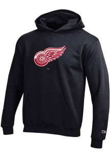 Champion Detroit Red Wings Youth Black Powerblend Long Sleeve Hoodie