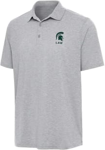 Antigua Michigan State Spartans Mens Grey Par 3 Law Short Sleeve Polo