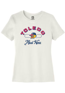 Summit Sportswear Toledo Mud Hens Womens White Vintage Arch Script Short Sleeve T-Shirt