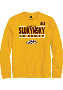 Hampton Slukynsky Western Michigan Broncos Gold NIL Stacked Box Long Sleeve Player T Shirt