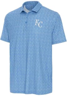 Antigua Kansas City Royals Mens Light Blue Botanic Short Sleeve Polo