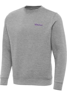Antigua Minnesota Vikings Mens Grey Wordmark Victory Long Sleeve Crew Sweatshirt